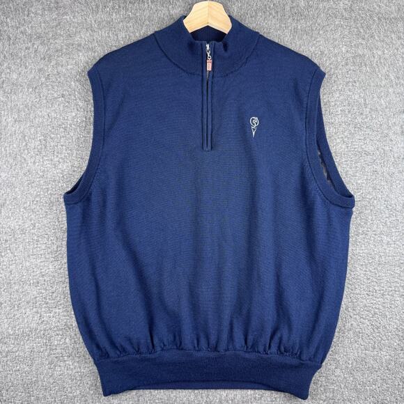 Peter Millar Other - Peter Millar Merino Wool Vest Mens XL Blue Pullover 1/4 Zip Golf Pullover